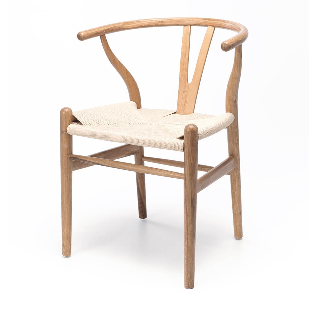 Wishbone Natural Oak With Natural Rope Seat Lounge Living