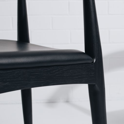 ELBOW DINING CHAIR BLACK OAK WITH BLACK SEAT - Image 7