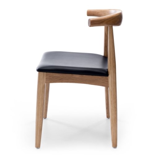 ELBOW DINING CHAIR OAK WITH BLACK SEAT - Image 4