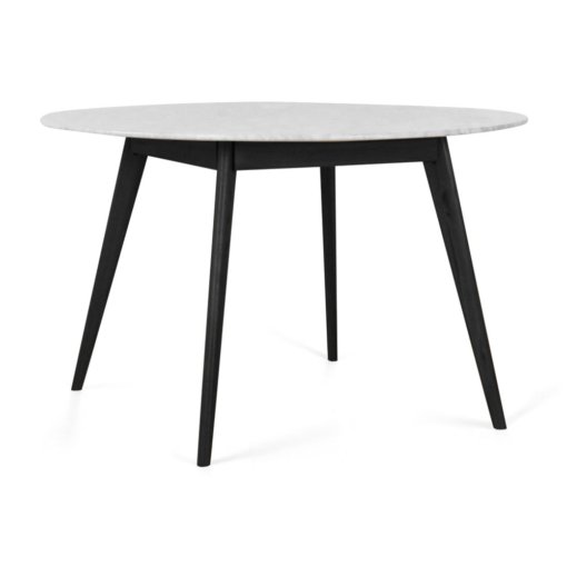 RADIUS MARBLE DINING TABLE WITH BLACK LEGS