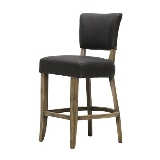 CRANE LEATHER BLACK BARSTOOL - Image 3