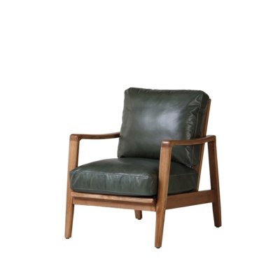 Aman leather wood lounging chair