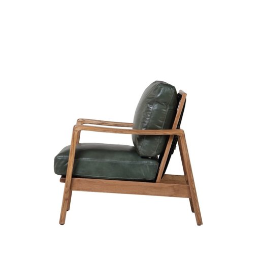 REID ARMCHAIR GREEN LEATHER - Image 2