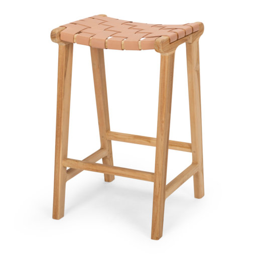 INDO WOVEN LEATHER PLUSH BARSTOOL