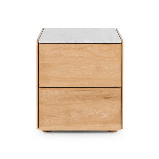 CUBE OAK BEDSIDE MARBLE TOP