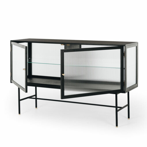 KOBE FLUTED GLASS SIDEBOARD BLACK OAK - Image 4