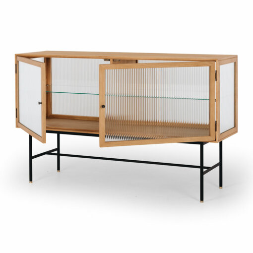 KOBE FLUTED GLASS SIDEBOARD NATURAL OAK - Image 3