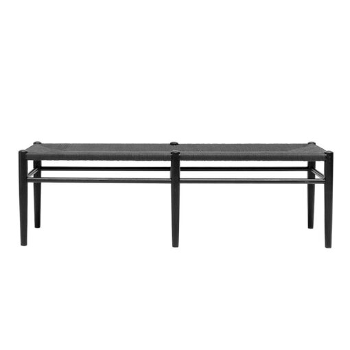 RATTAN BLACK BENCH 180