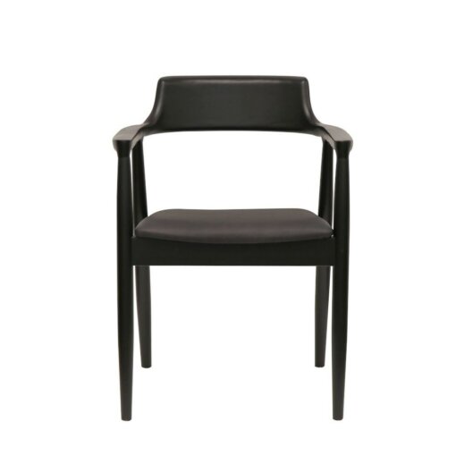 EALING DINING CHAIR BLACK LEATHER - Image 3