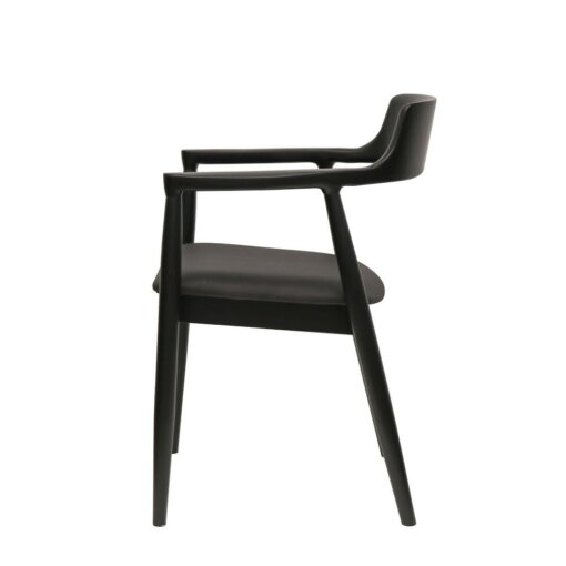 EALING DINING CHAIR BLACK LEATHER - Image 2