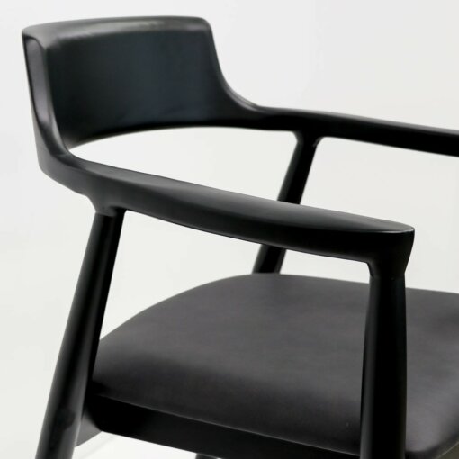 EALING DINING CHAIR BLACK LEATHER - Image 5