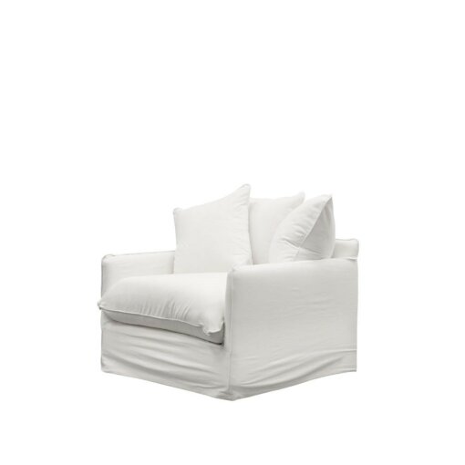 LOTUS SLIPCOVER ARMCHAIR – WHITE - Image 3