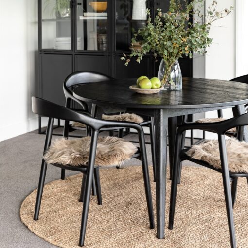 VAASA ROUND OAK DINING TABLE MATT BLACK 120CM - Image 4