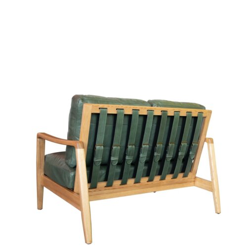 REID 2 SEATER GREEN LEATHER-NATURAL FRAME - Image 6