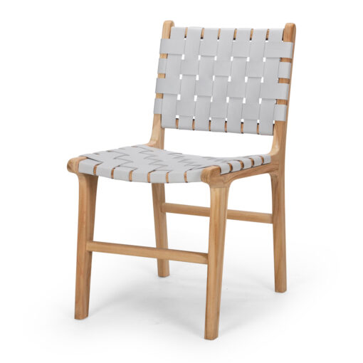 indo woven leather duck egg dining chair