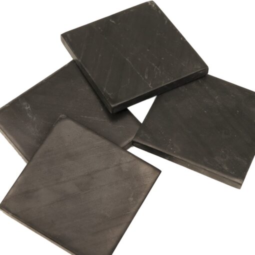 MARBLE SQUARE COASTERS BLACK SET OF 4 - Image 2