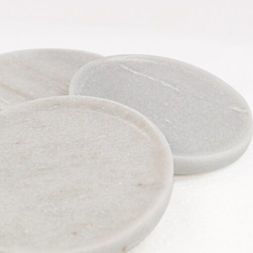 MARBLE ROUND COASTERS WHITE SET OF 4 - Image 2