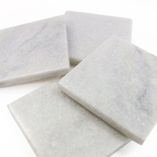 MARBLE SQUARE COASTERS WHITE SET OF 4 - Image 2