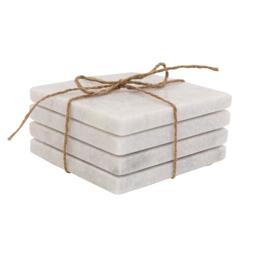 MARBLE SQUARE COASTERS WHITE SET OF 4