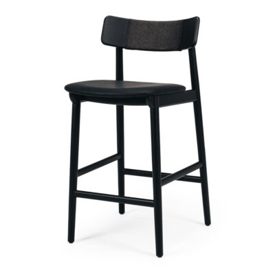 NILES HIGHBACK BAR STOOL BLACK OAK PU