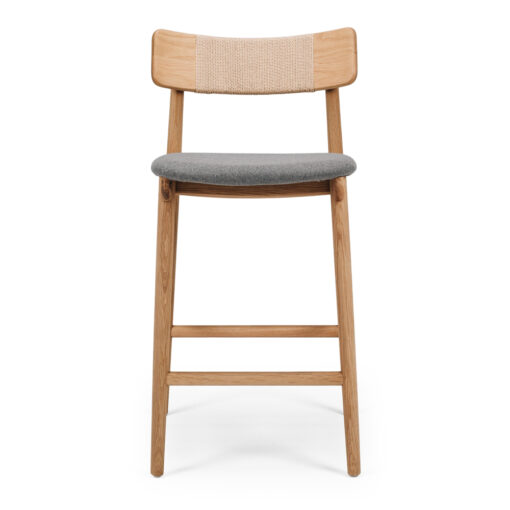 NILES HIGHBACK BARSTOOL NATUAL OAK FABRIC - Image 3