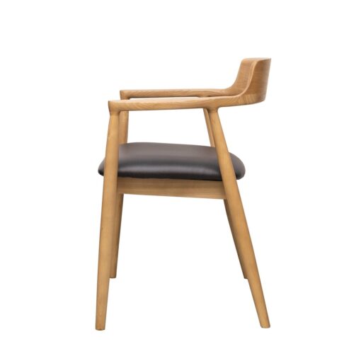 EALING DINING CHAIR – NATURAL FRAME, BLACK LEATHER - Image 5