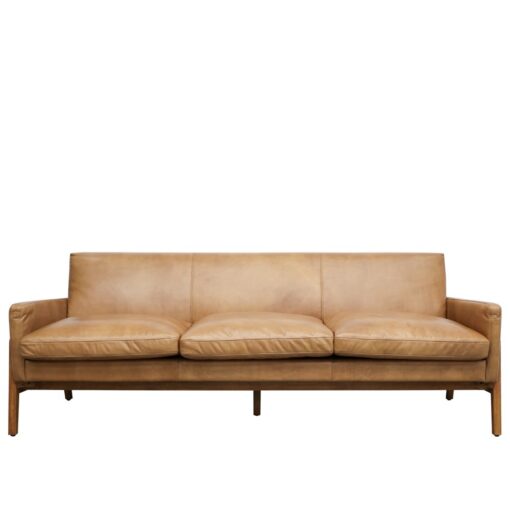 SAWYER 3 SEATER SOFA - TAN LEATHER