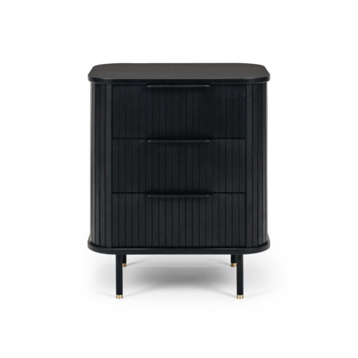 ANDERS 3DRW BED SIDE TABLE BLACK