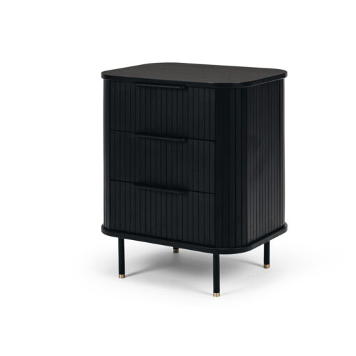 ANDERS 3DRW BED SIDE TABLE BLACK - Image 2