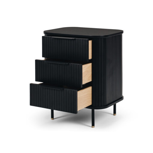 ANDERS 3DRW BED SIDE TABLE BLACK - Image 3