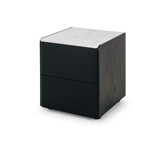 CUBE BLACK OAK BEDSIDE MARBLE TOP - Image 2