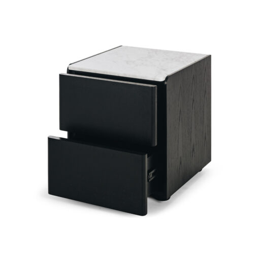 CUBE BLACK OAK BEDSIDE MARBLE TOP - Image 3