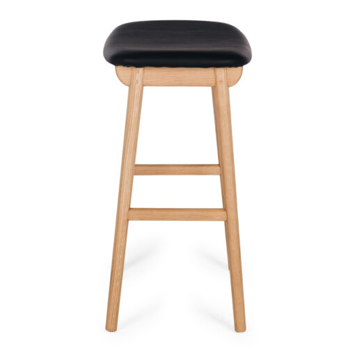 NILES BAR STOOL NATURAL OAK / BLACK SEAT - Image 3