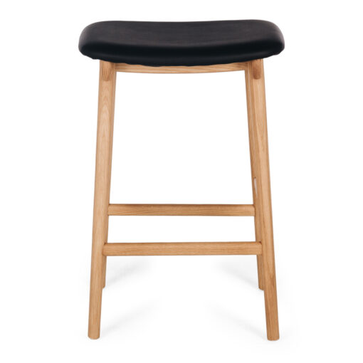 NILES BAR STOOL NATURAL OAK / BLACK SEAT - Image 2