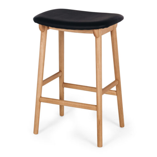 NILES BAR STOOL NATURAL OAK / BLACK SEAT