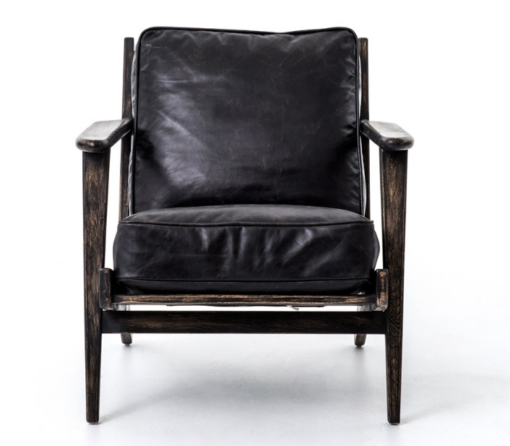 LODGE ARMCHAIR - BLACK LEATHER, VINTAGE BLACK FRAME - Image 3