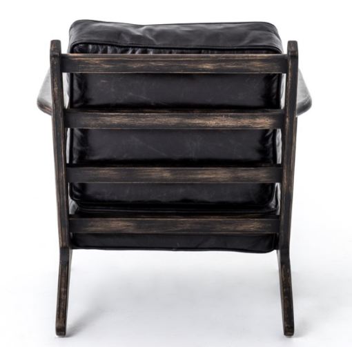 LODGE ARMCHAIR - BLACK LEATHER, VINTAGE BLACK FRAME - Image 2