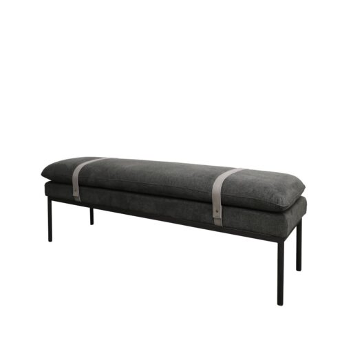 BAXTER FABRIC OTTOMAN / BENCH - CHARCOAL - Image 3