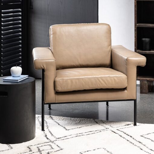 LORENZO ARMCHAIR - BEIGE LEATHER - Image 3