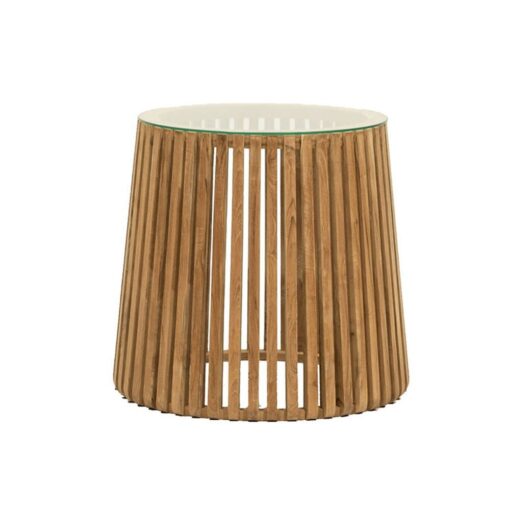 CRUSOE ROUND SLATTED SIDE TABLE