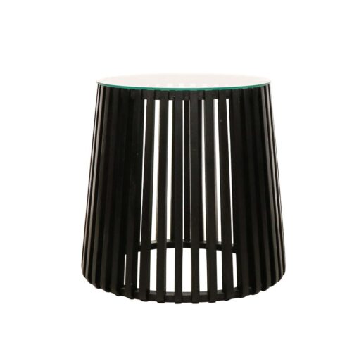 CRUSOE ROUND SLATTED SIDE TABLE - BLACK