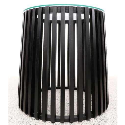 CRUSOE ROUND SLATTED SIDE TABLE - BLACK - Image 3