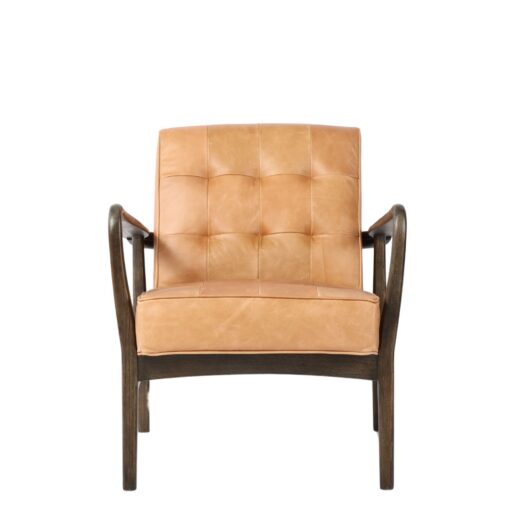 VALENTINO ARM CHAIR LEATHER WITH DARK OAK FRAME - Image 2