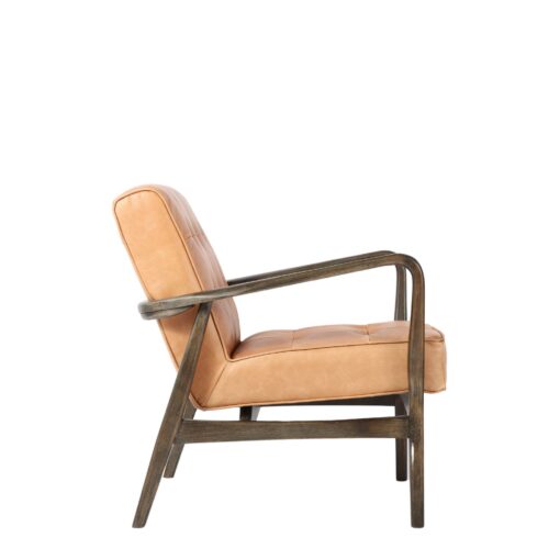 VALENTINO ARM CHAIR LEATHER WITH DARK OAK FRAME - Image 3