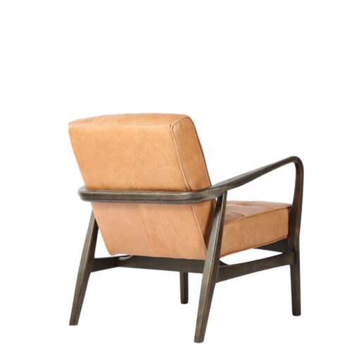 VALENTINO ARM CHAIR LEATHER WITH DARK OAK FRAME - Image 5