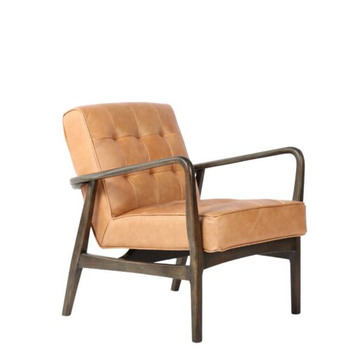 VALENTINO ARM CHAIR LEATHER WITH DARK OAK FRAME