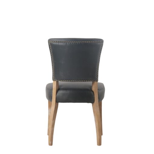 BELLE LEATHER BLACK DINING CHAIR WITH OAK LEG - Image 3