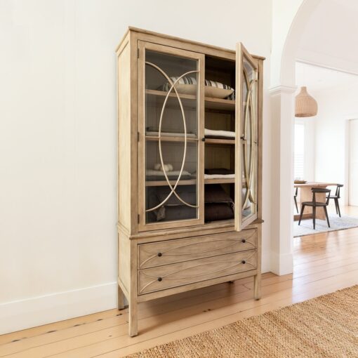 CLAREMONT DISPLAY CABINET - GREY WHITE - Image 6