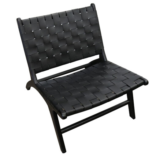 LONDON LAZY LEATHER CHAIR – BLACK - Image 3