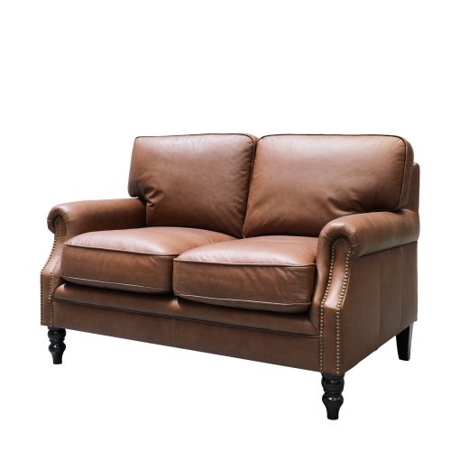 Brunton 2 Seater Sofa - Nutmeg Leather - Image 2